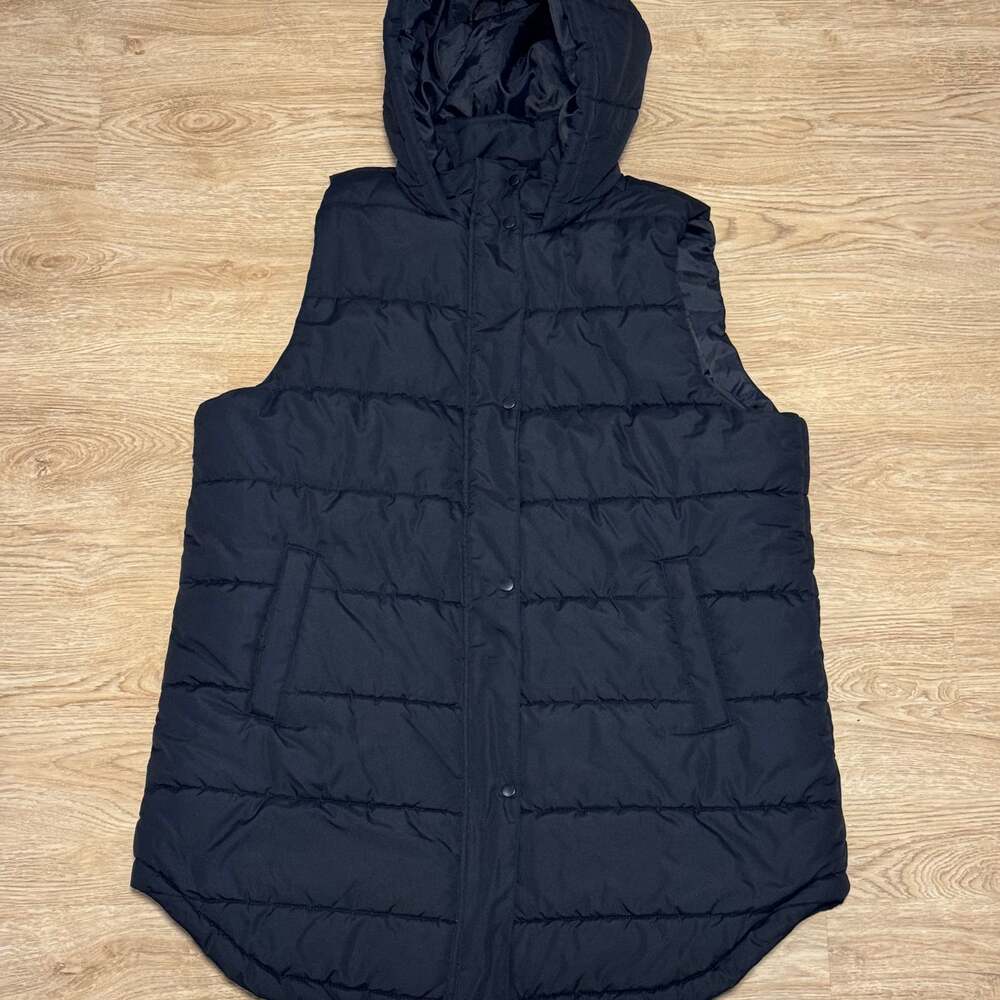 Dip Black Long Puffer Sleeveless Hooded Women’s XL